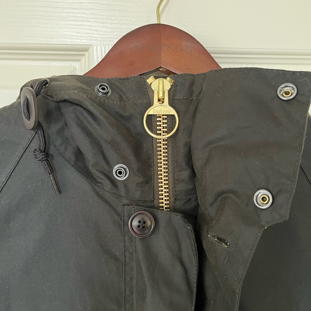 Barbour Solway Wax Jacket Trench Coat Olive MWX24810L71 $710 Medium CN462 - Picture 9 of 16